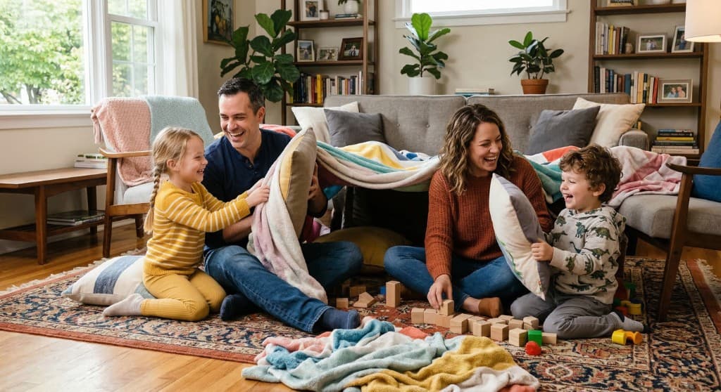 Family enjoying time together at home